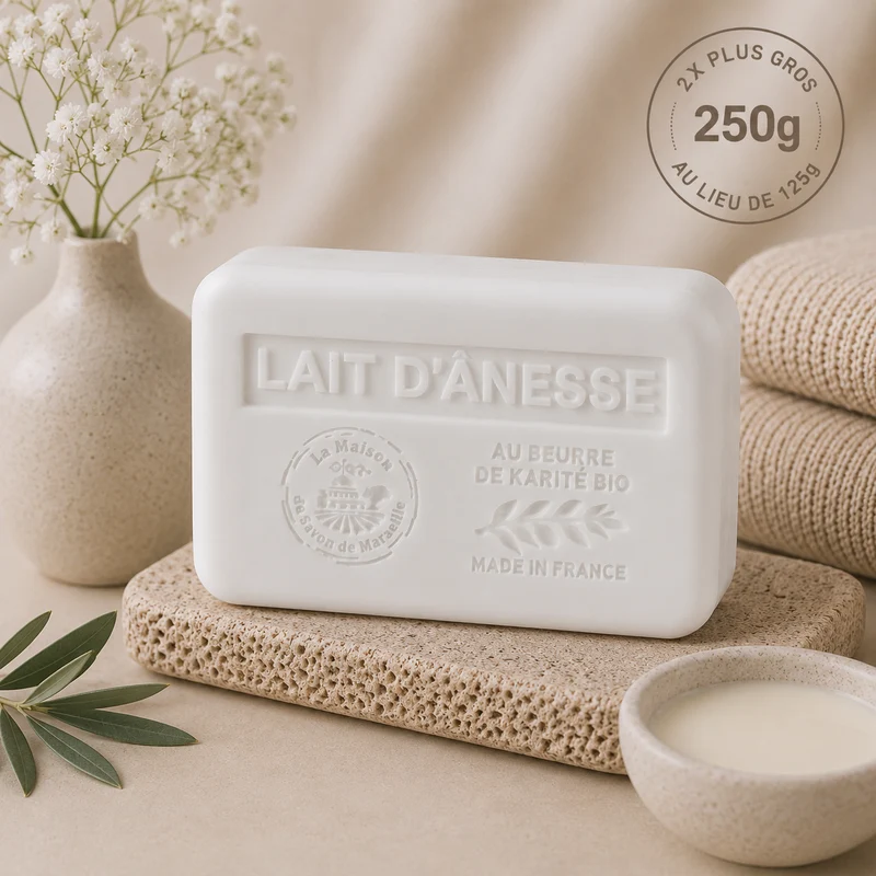 Savon solide parfumé au Lait d'Anesse – Au beurre de karité bio 250g
