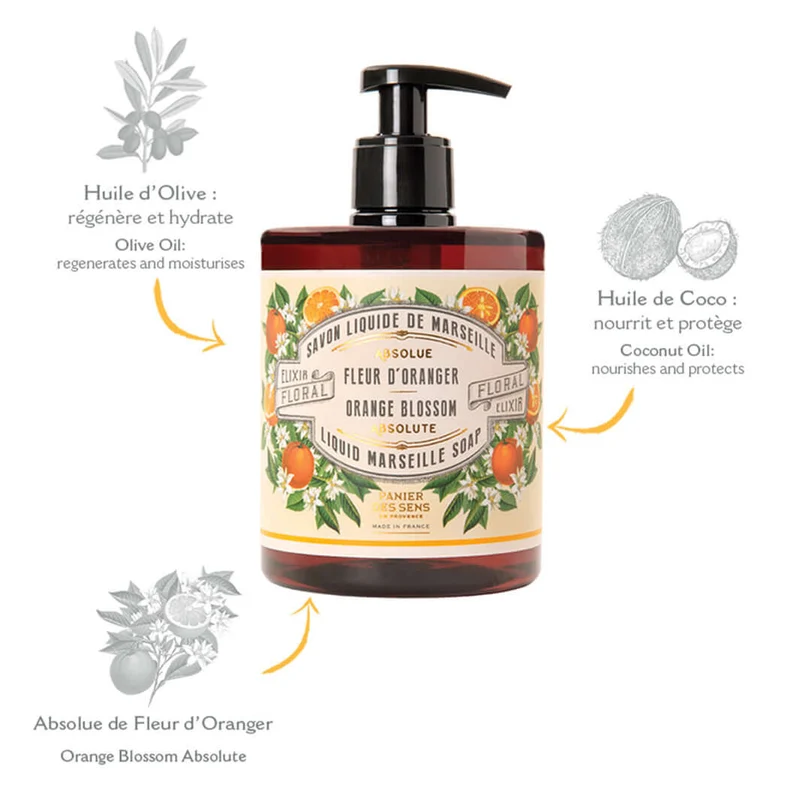 Savon liquide de Marseille - Fleur d'Oranger 500ml