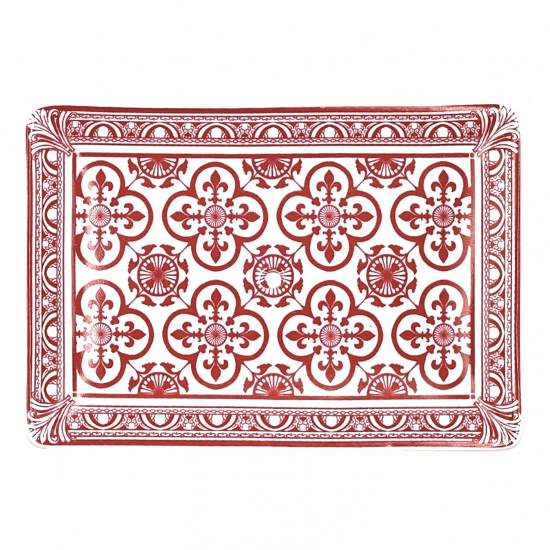 Porte Savon en Céramique Fleurs de Lys Rouges