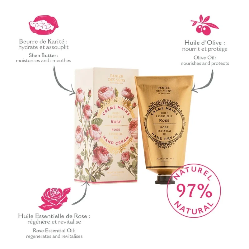 Crème pour les mains à la Rose 75ml