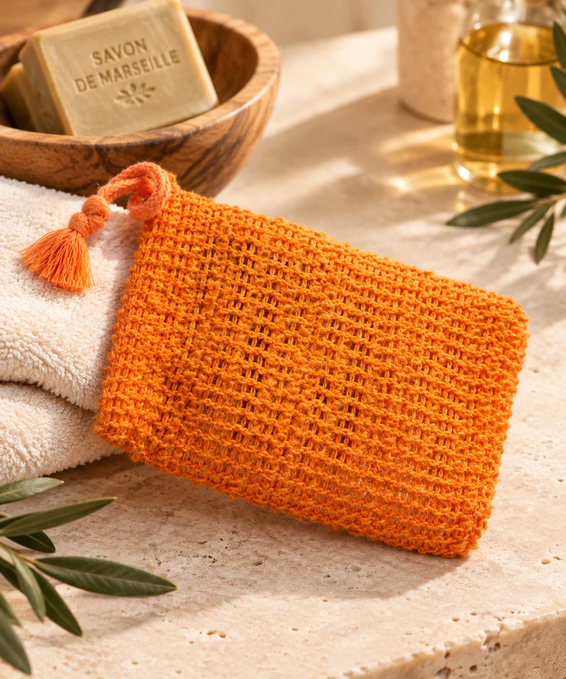 Sachet à Savon exfoliant en sisal Orange