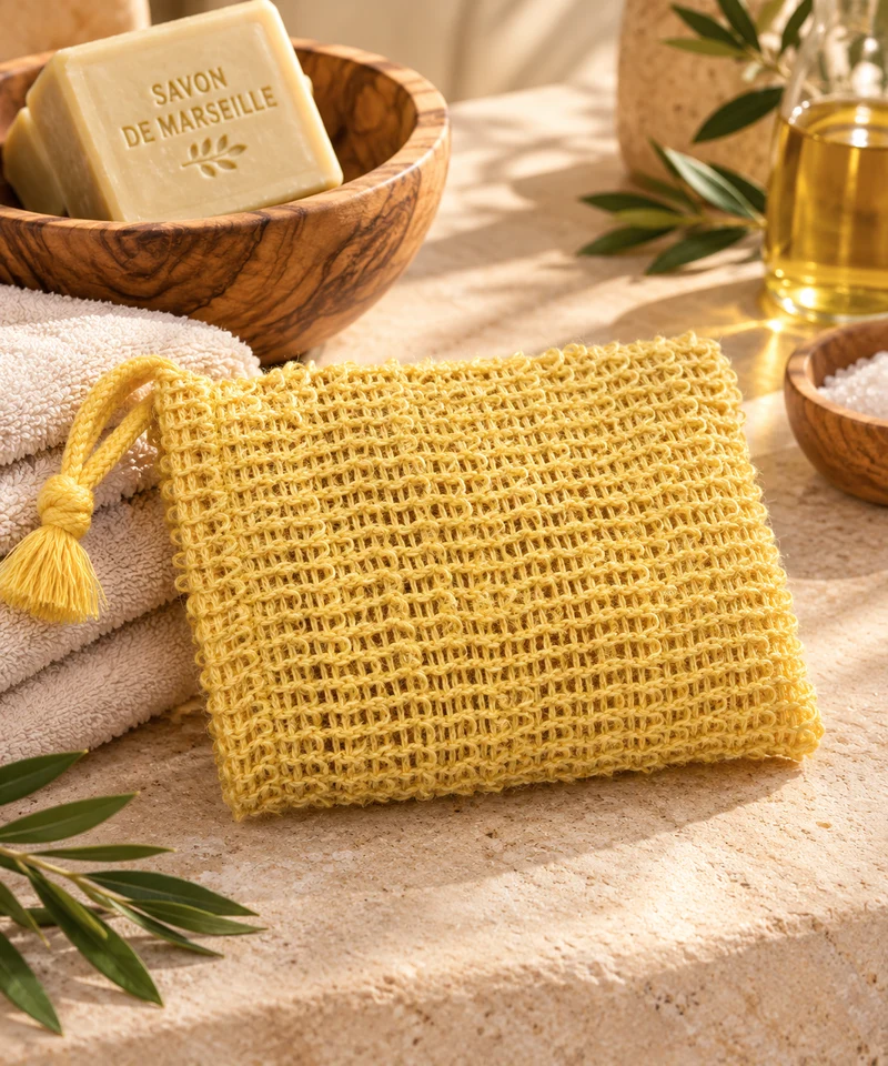 Sachet à Savon exfoliant en sisal Jaune
