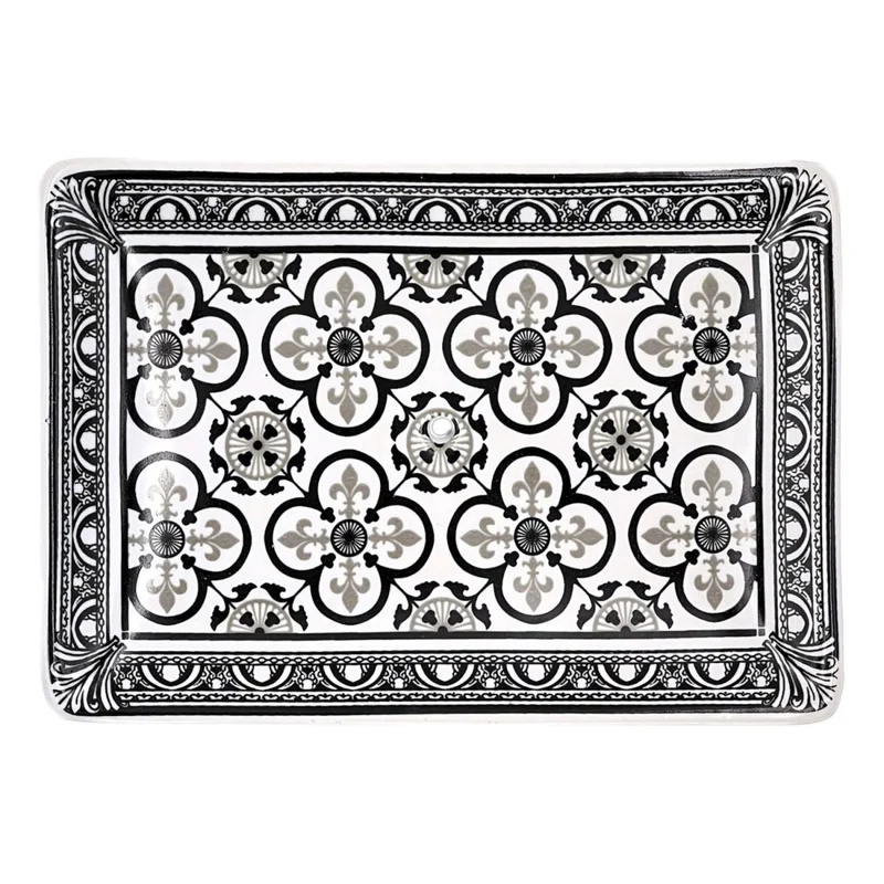 Porte Savon en Céramique Fleur de Lys Noires