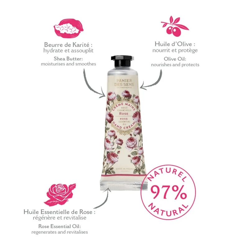 Crème pour les mains à la Rose 30ml