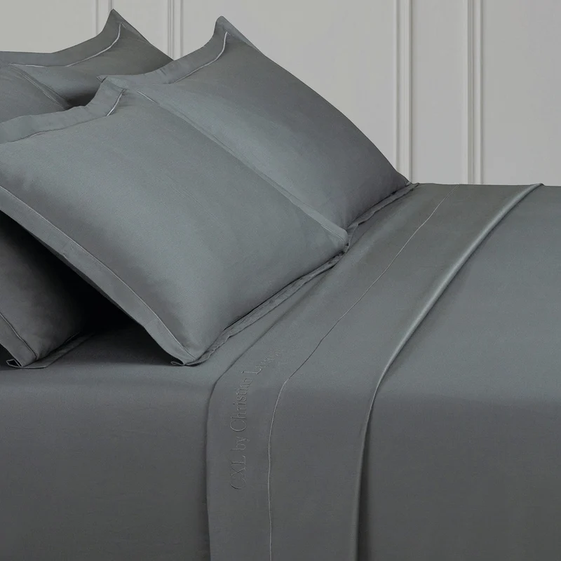 Drap plat satin de coton - Uni 1 baratta Gris 02