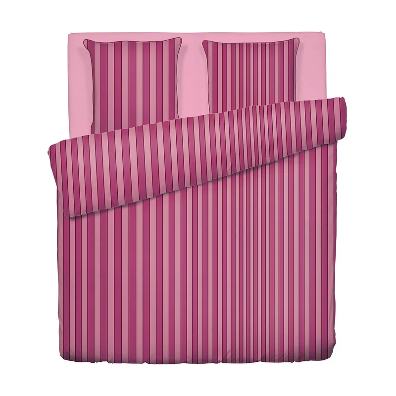 Housse de couette + taie d'oreiller satin de coton - Faisceau Rose