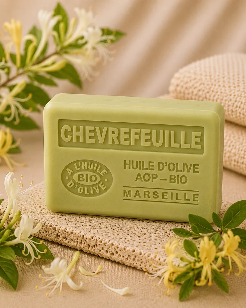 Savon à l'huile d'Olive Bio parfumé au Chèvrefeuille 125g