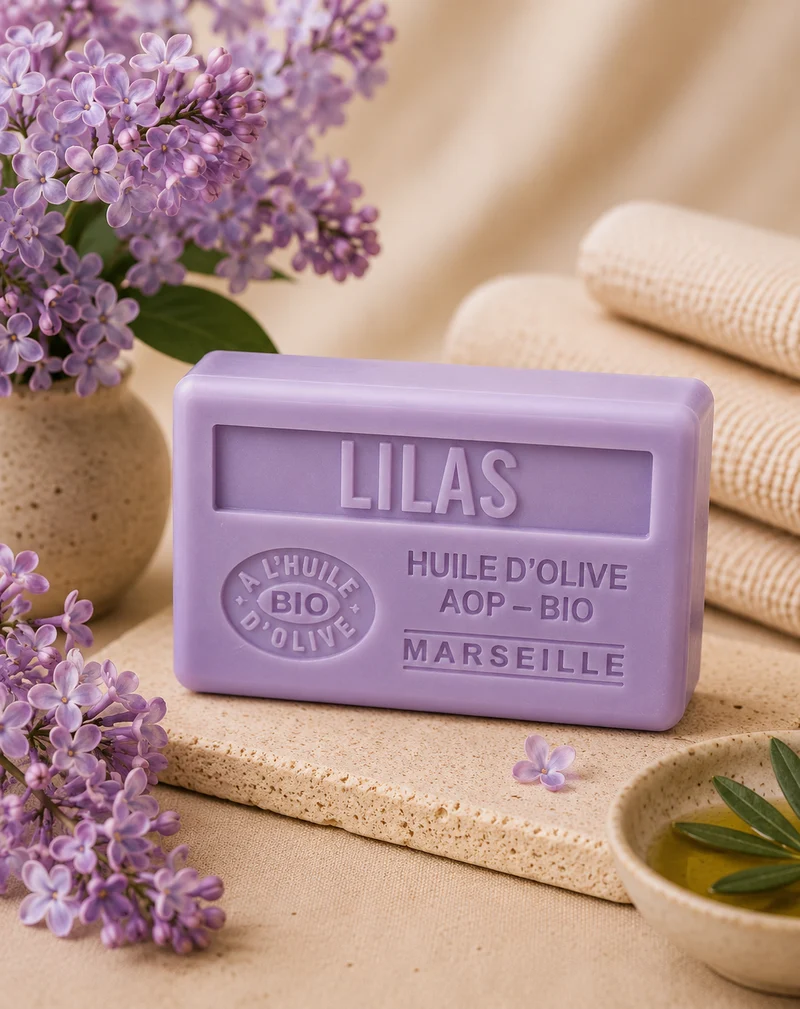 Savon à l'huile d'olive Bio parfumé au Lilas 125g