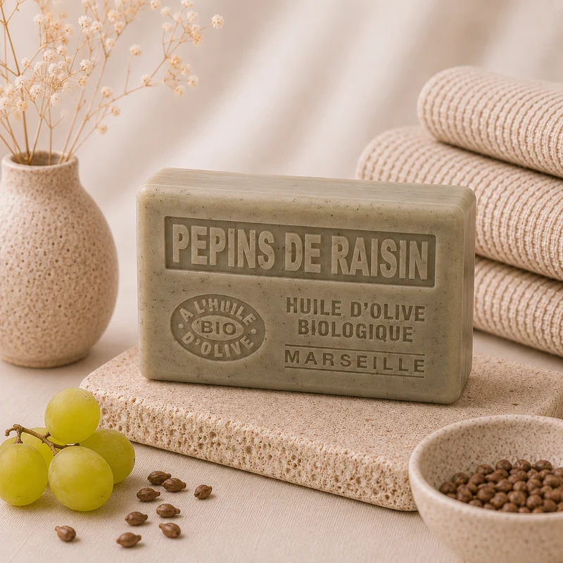 Savon à l'huile d'olive Bio parfumé au Pépin de Raisin 125g