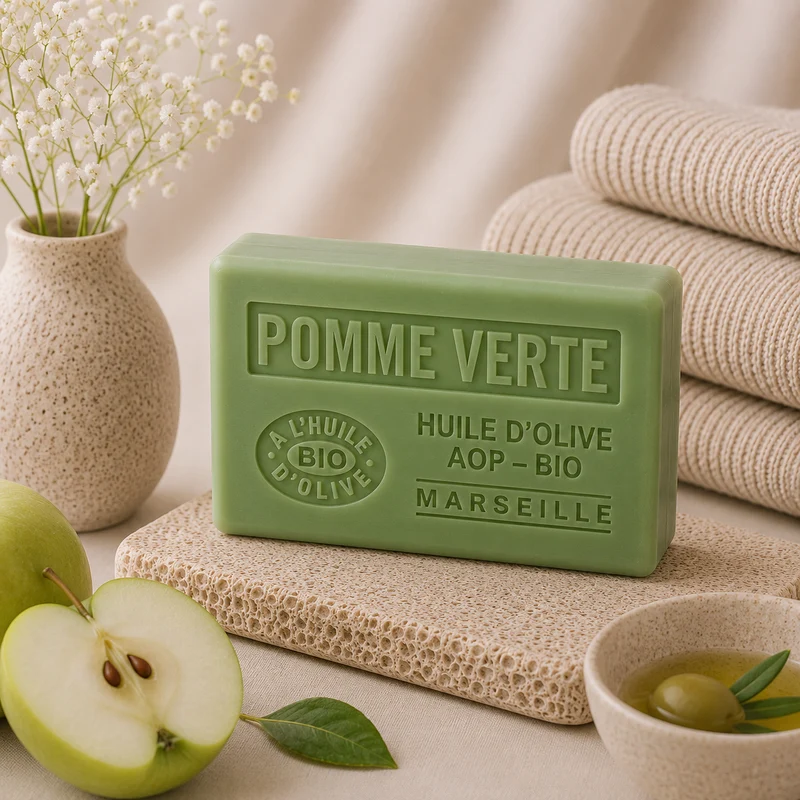 Savon à l'huile d'olive Bio parfumé à la Pomme Verte 125g