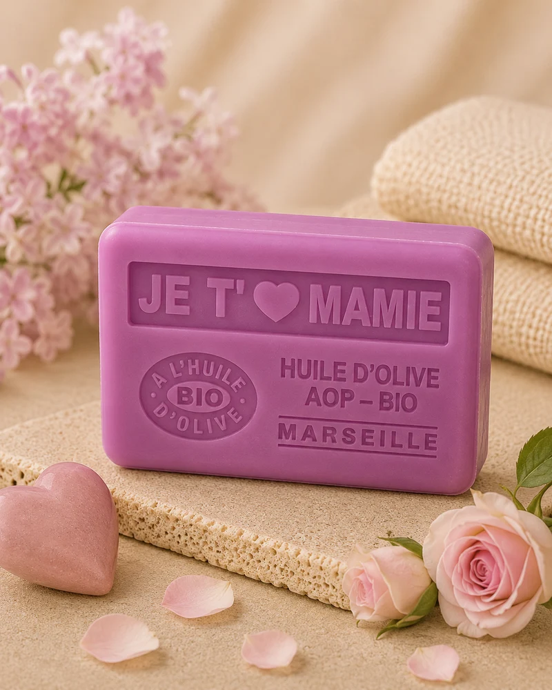 Savon à l'huile d'olive bio Bio parfumé JE T'❤️ MAMIE 125g