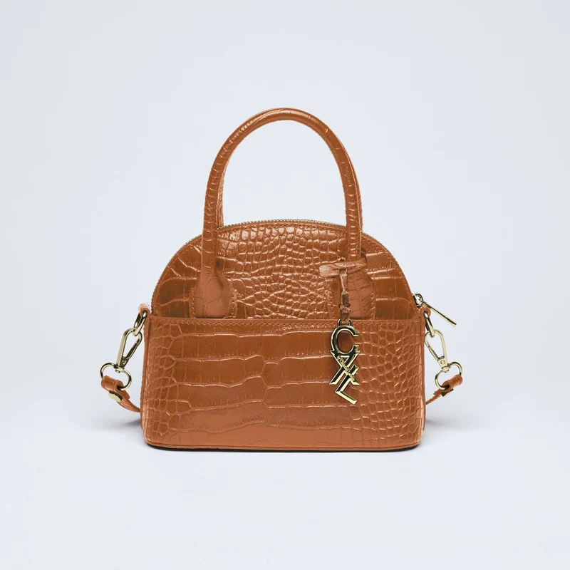 Petit sac bowling Bel-air en cuir croco