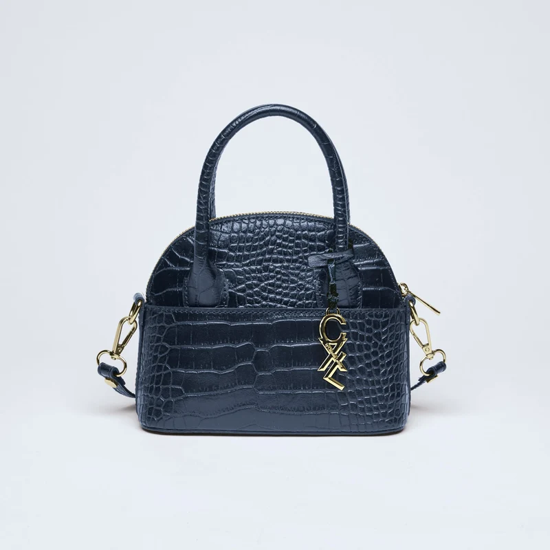 Petit sac bowling Bel-air en cuir croco