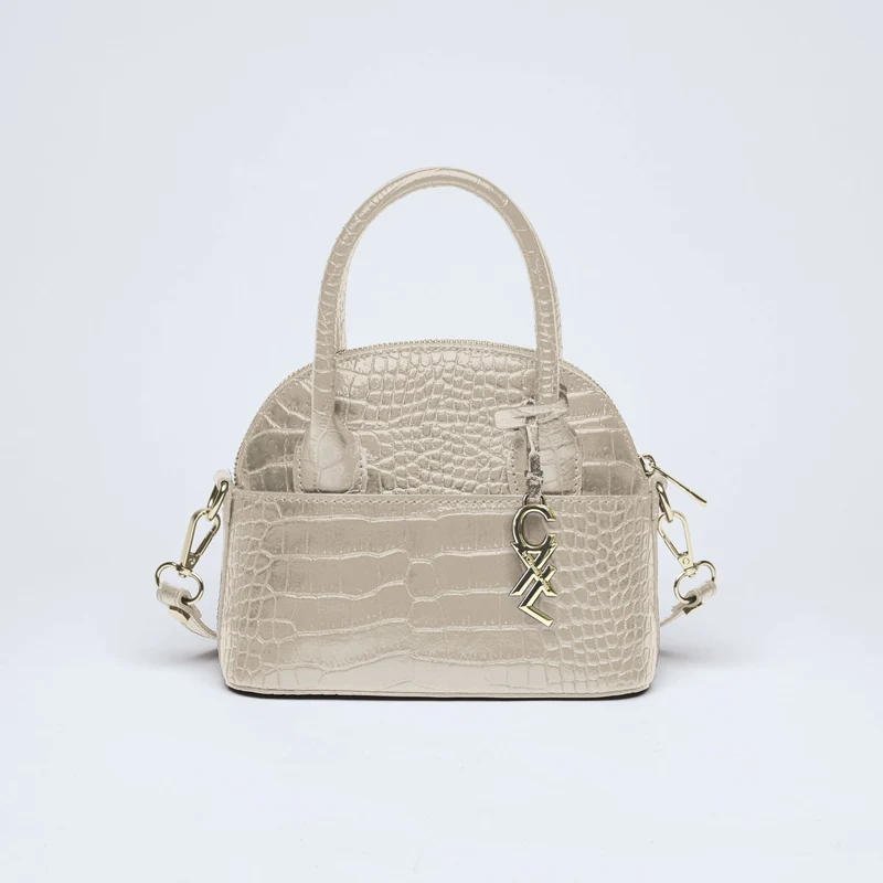 Petit sac bowling Bel-air en cuir croco