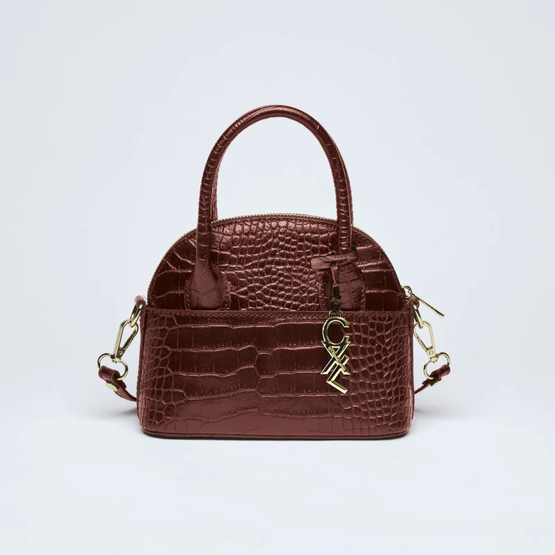 Petit sac bowling Bel-air en cuir croco