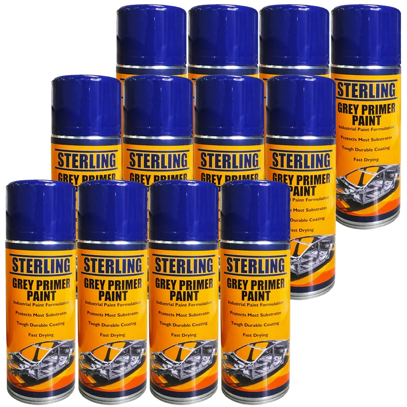 Peinture d'apprêt grise en aérosol 400 ml - Boîte de 12 canettes