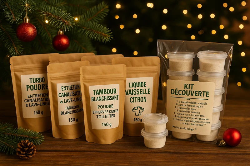 Coffret Découverte – Édition Limitée Noël Performance - 300 machine et 45 utilisation de nos poudre multi-usage Artisanat local • Le Bazar d’Emma
