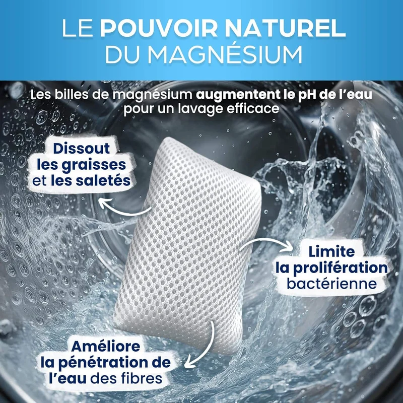 Sachet Lessive Magnésium : 350 Lavages, économique, sain et efficace