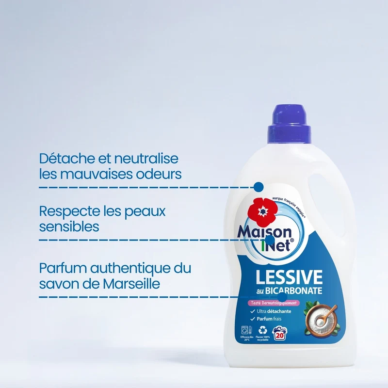 Lessive au Bicarbonate de Soude - 1L 20 Lavages
