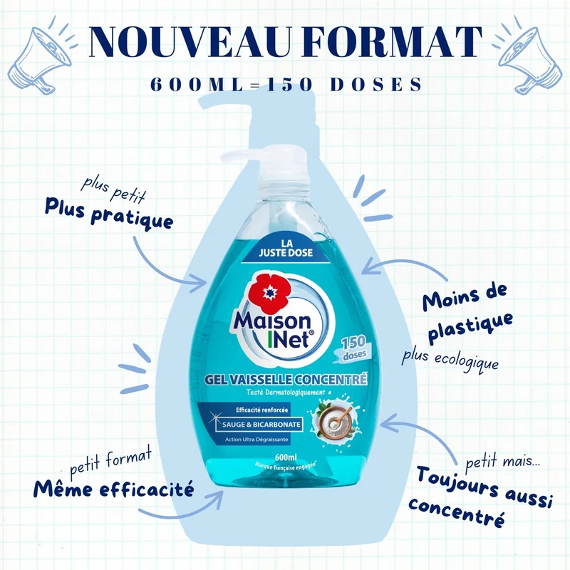 Gel Vaisselle Bicarbonate 600 mL