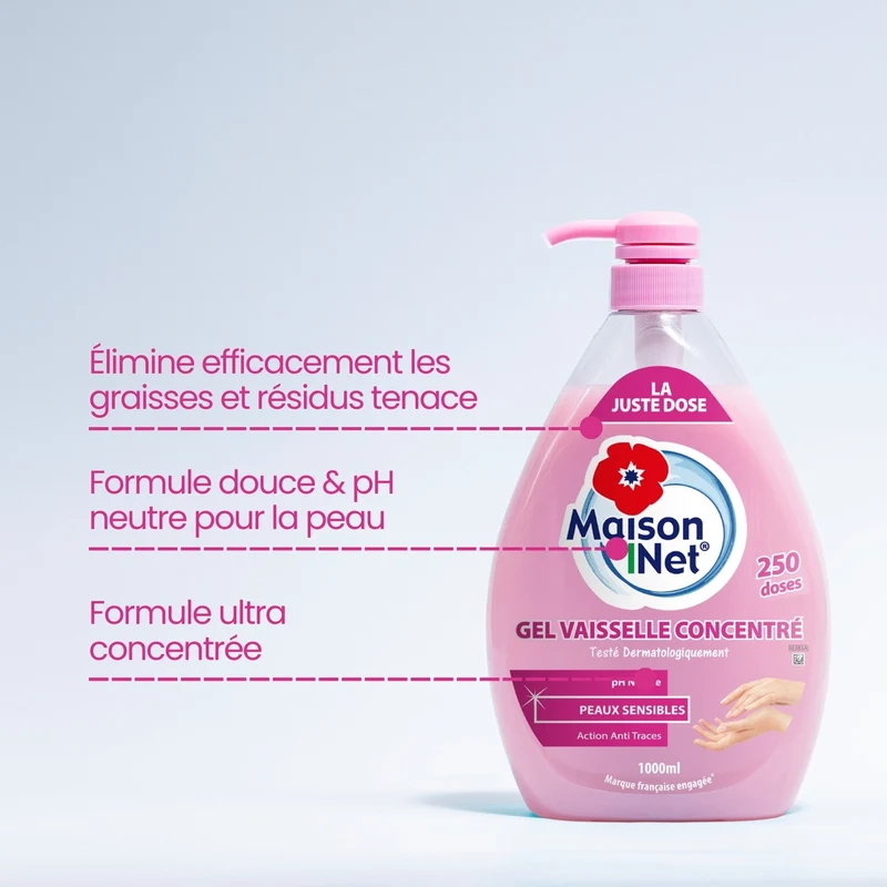 Gel vaisselle Peaux Sensibles 1L 250 doses