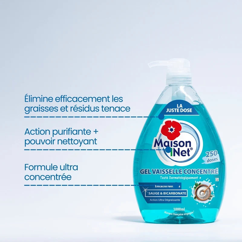 Gel vaisselle Bicarbonate 1L 250 doses