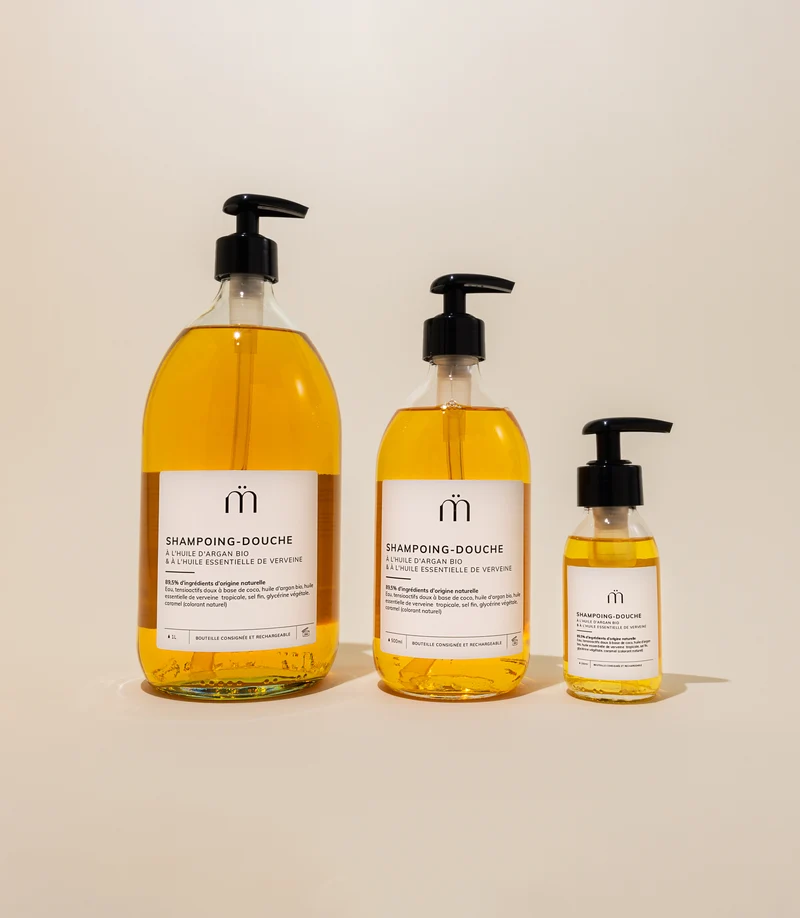 Shampoing douche à l'huile d'argan bio et l'huile essentielle de verveine