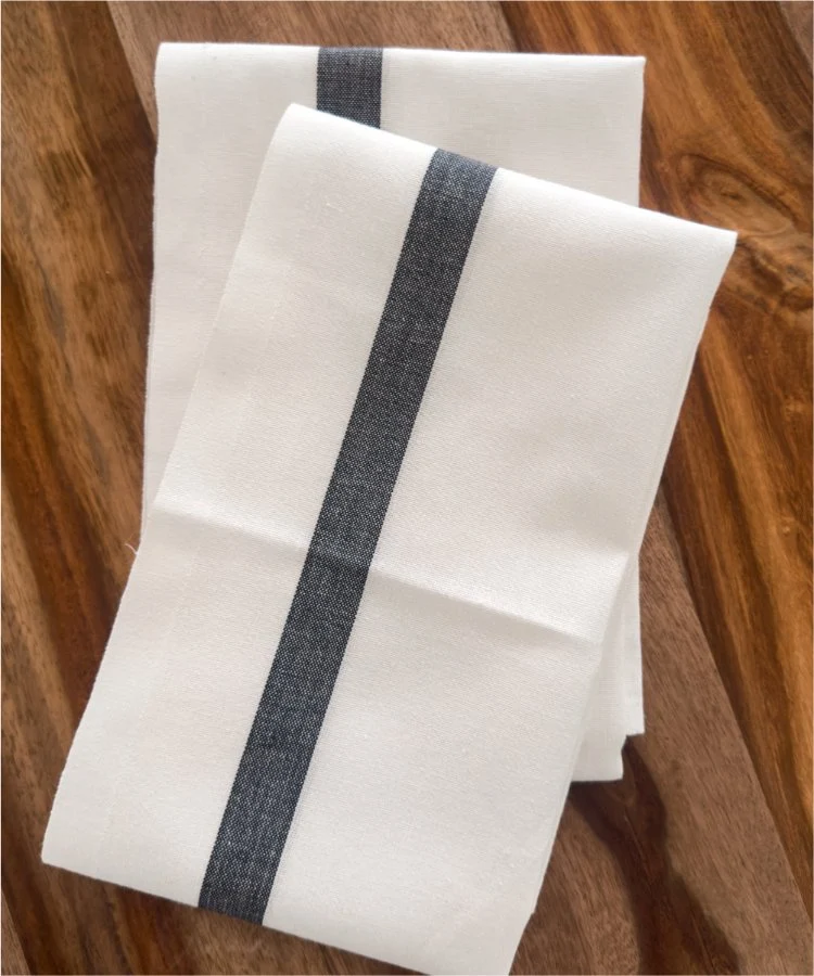 Lot de 2 torchons de cuisine - Bandes Noires
