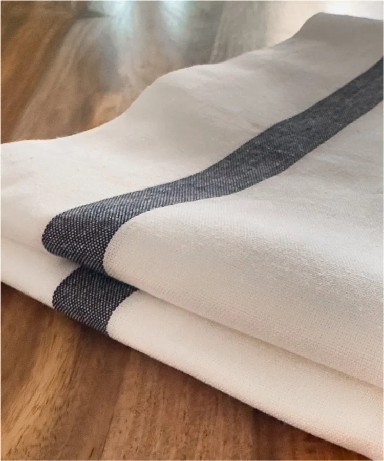 Lot de 2 torchons de cuisine - Bandes Noires