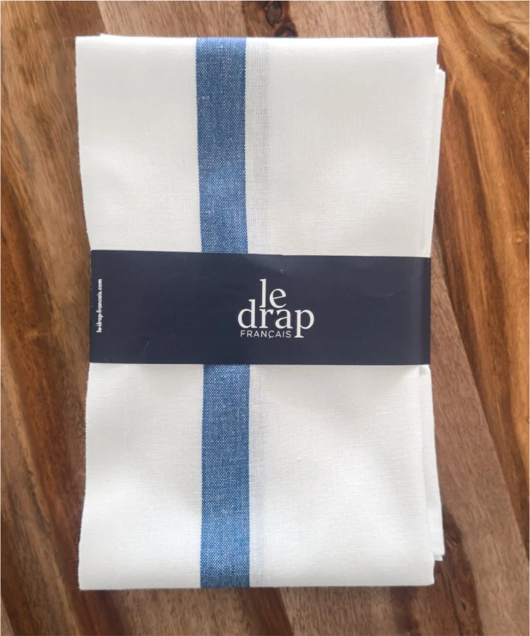 Lot de 2 torchons de cuisine - Bandes Bleues