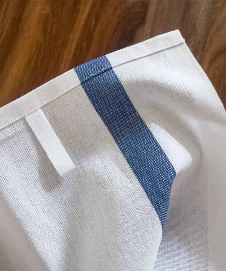 Lot de 2 torchons de cuisine - Bandes Bleues