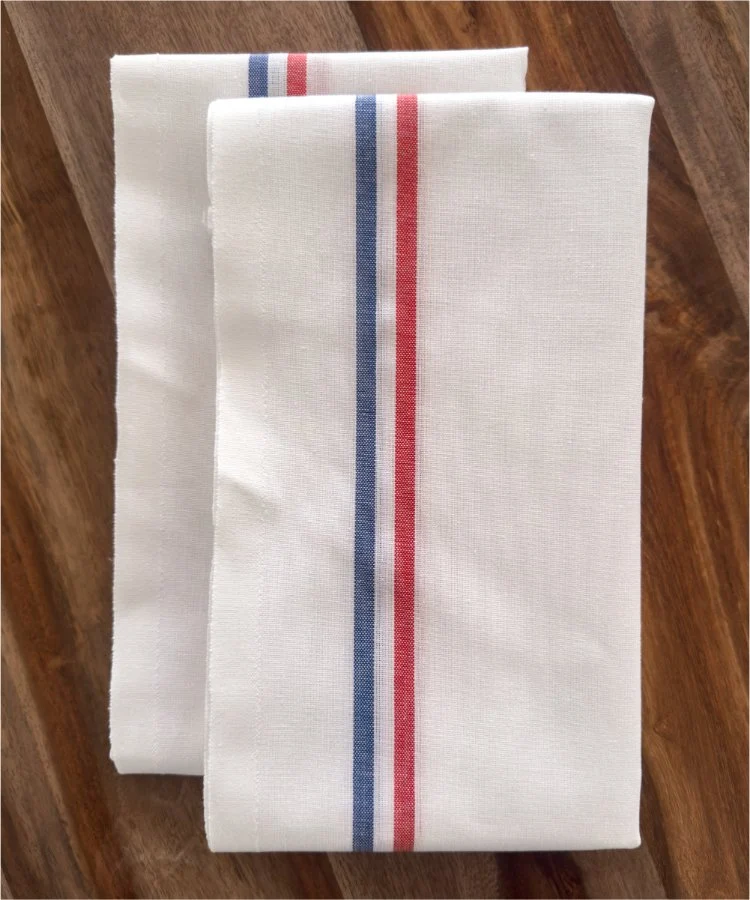 Lot de 2 torchons de cuisine - Bandes Tricolores