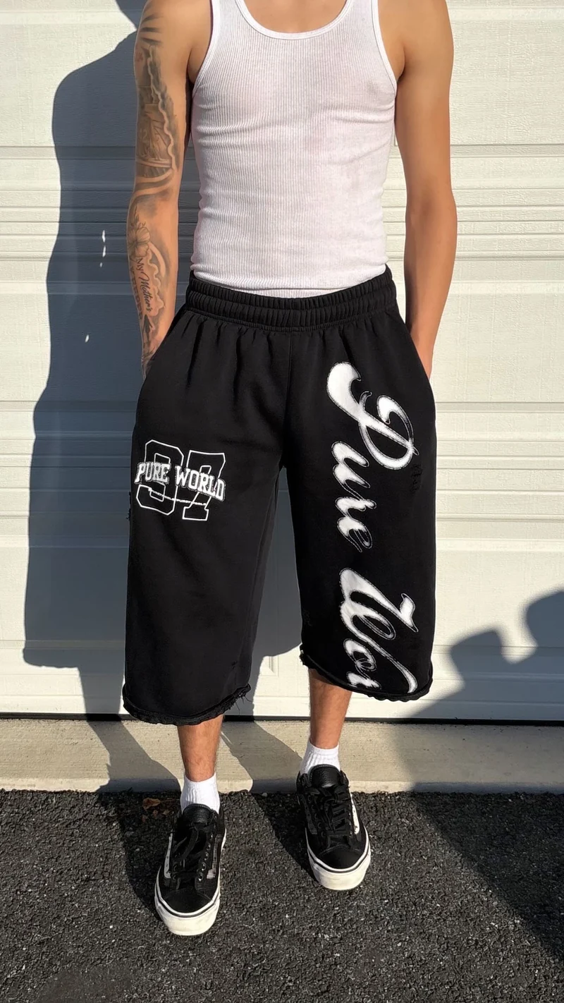 Black/White Sweat/Shorts