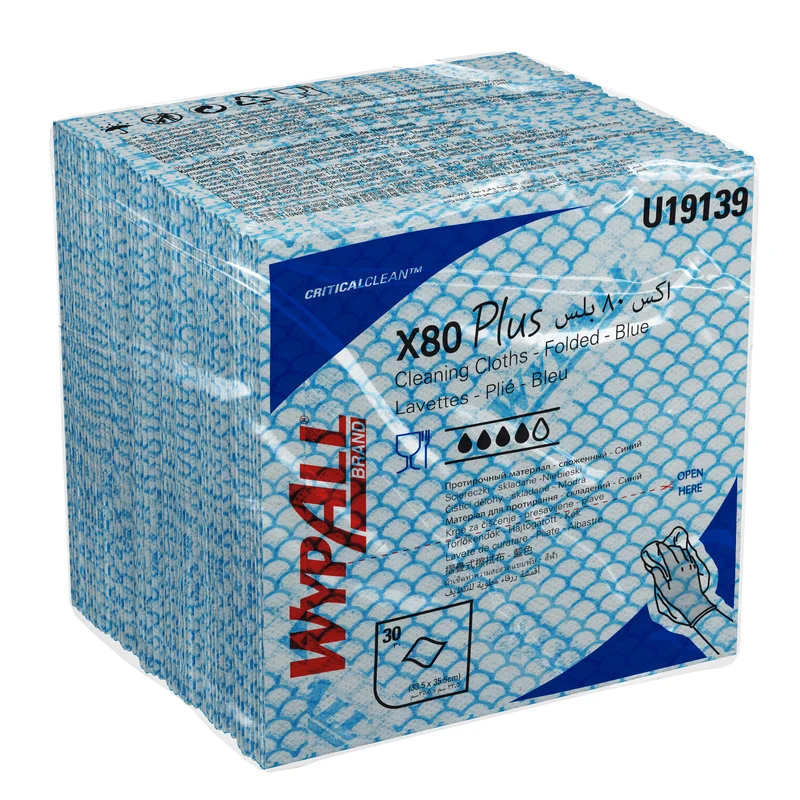 LAVETTE NON TISSEE USAGE UNIQUE WYPALL X80+ 35X34CM BLEU X30