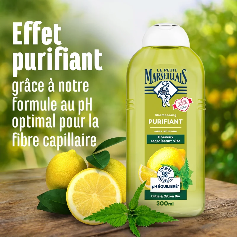 Shampoing Infusion Anti-Pelliculaire – Purifiant & Anti-Pellicules Le Petit Marseillais Cédrat Bio 250 ml