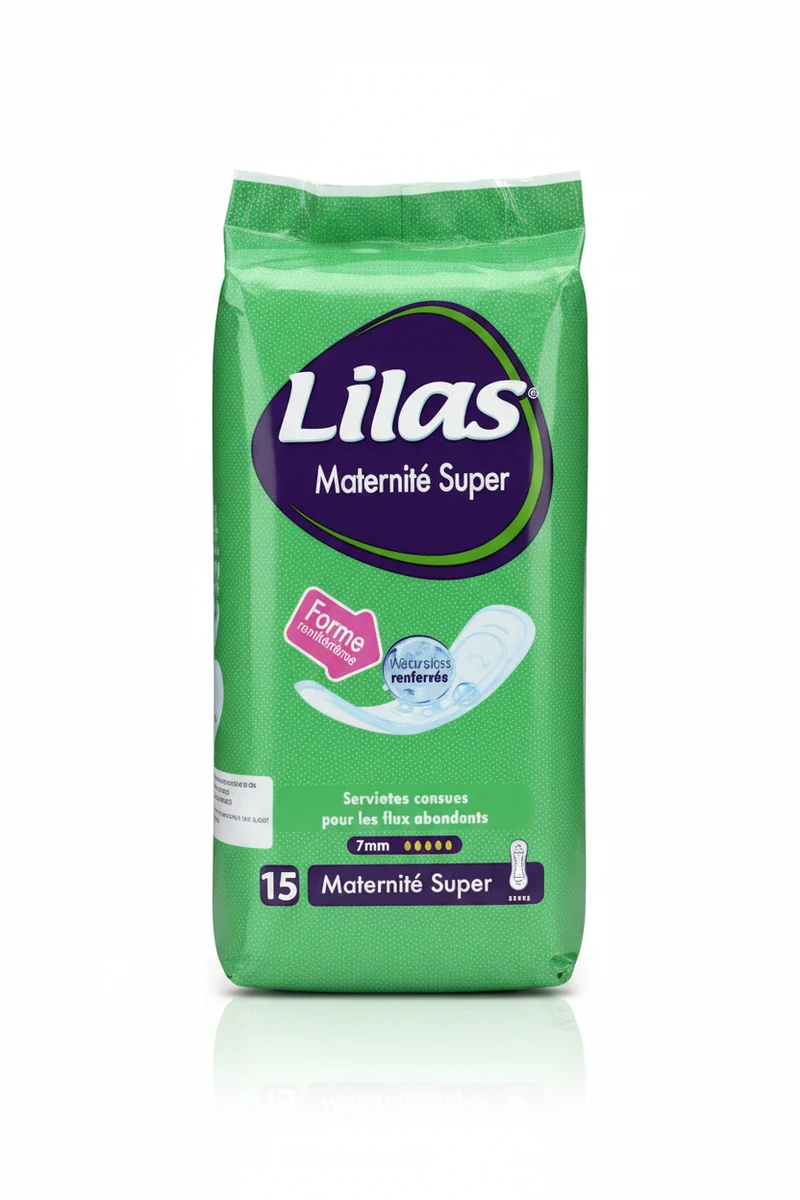 Serviette hygiénique accouchement maternité Lilas 15pcs