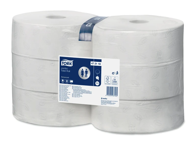 PAPIER TOILETTE JUMBO TORK® ADVANCED T1 BLANC 380M 2 PLIS ECOLABEL X6