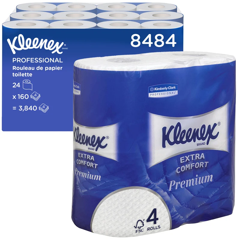 PAPIER TOILETTE PETIT ROULEAU KLEENEX® BLANC 160 FORMATS 4 PLIS X24
