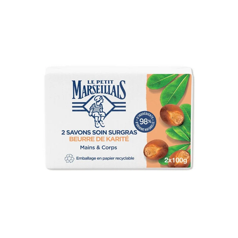 LE PETIT MARSEILLAIS Savons Soin Surgras Beurre Karité 2X100g -Z13