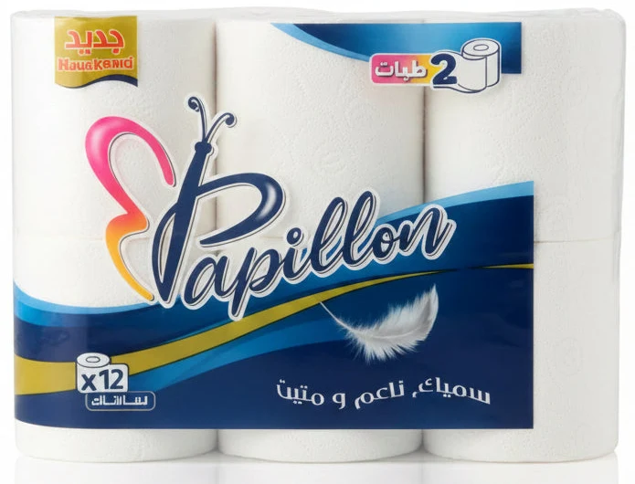 Papier Hygiénique 2 Plis – Pack de 12 Rouleaux Papillon