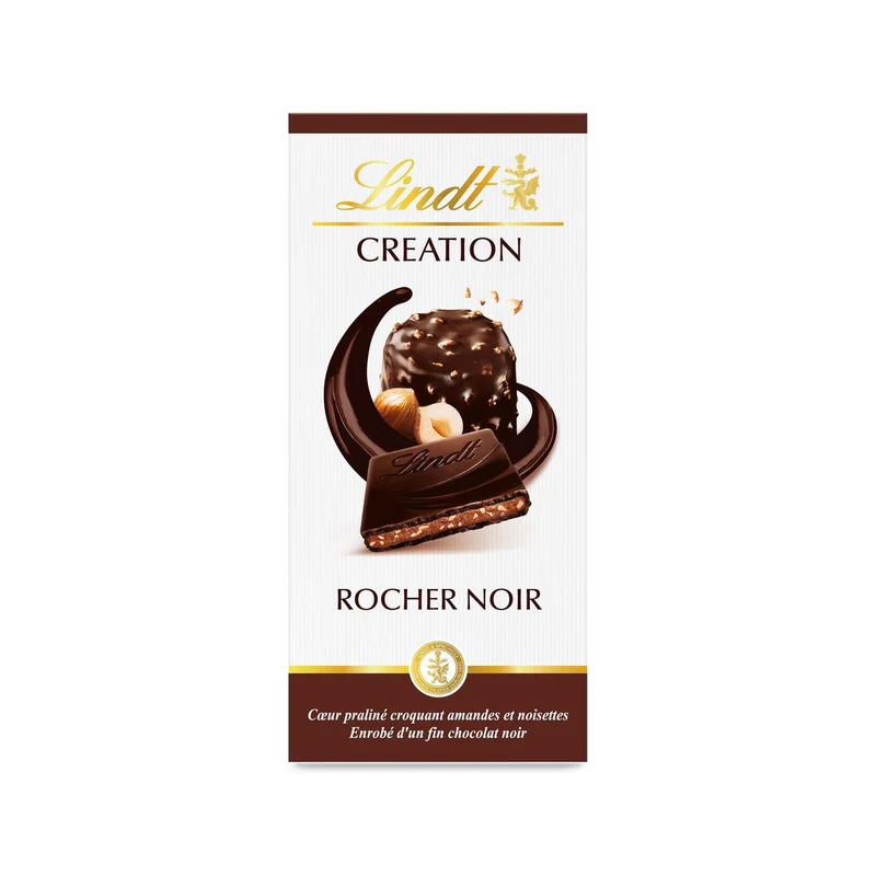 LINDT Création tablette de chocolat noir rocher noir 150g -B111