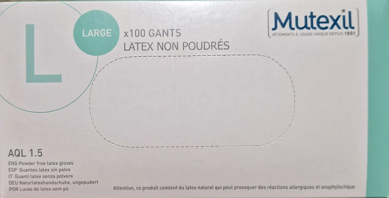 GANT LATEX NON POUDRÉ TAILLE L BLANC BOITE X100
