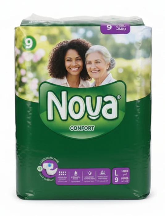 Couches Adultes Absorbantes Nova Adulte Confort Taille L (Large) Paquet de 9