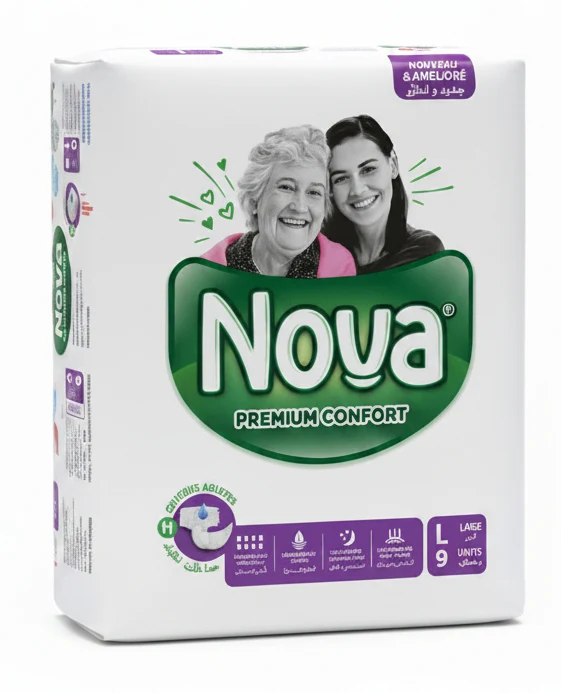 Couches Adultes Haute Absorption Nova Premium Confort L 9 Unités