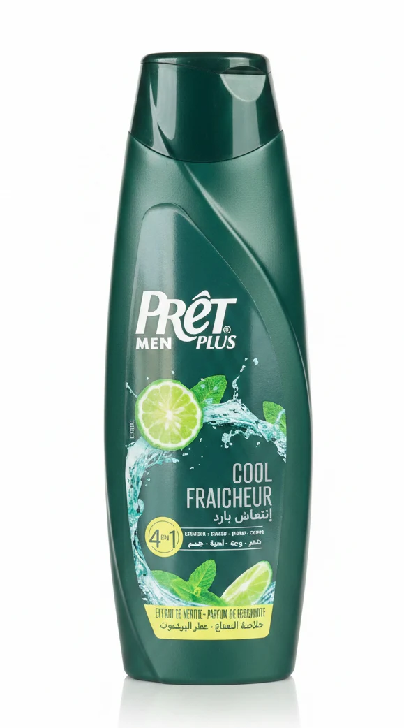 Shampooing Homme 4 en 1 Cool fraîcheur Menthe Prêt Plus Men 360 ml