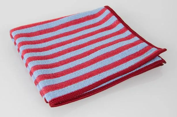 CARRE EMR MICROFIBRE RAYE BLEU ET ROUGE X5