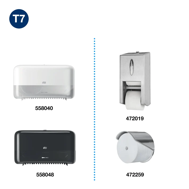 PAPIER TOILETTE PETIT ROULEAU TORK® T7 ADVANCED NATUREL SANS MANDRIN 820 FORMATS 2 PLIS ECOLABEL X24