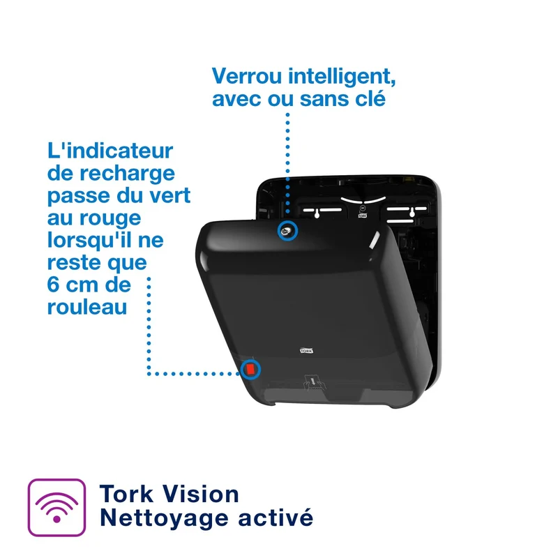 DISTRIBUTEUR D’ESSUIE-MAINS ROULEAUX TORK MATIC® H1 NOIR