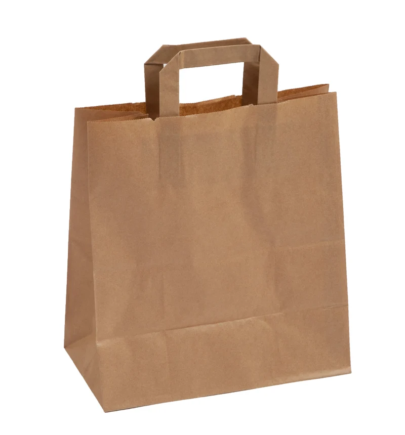 SAC POIGNÉES PLATES PAPIER 26+14X29CM MARRON X250