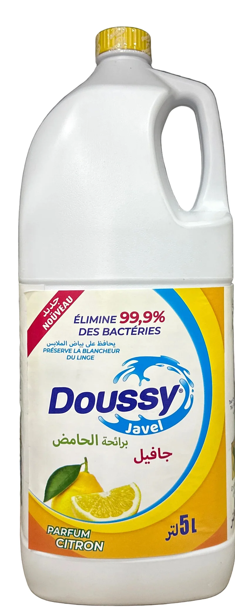 Eau de Javel Citron Désinfectant Multi-Usage pour Linge Blanc et Surfaces au Doussy 5L